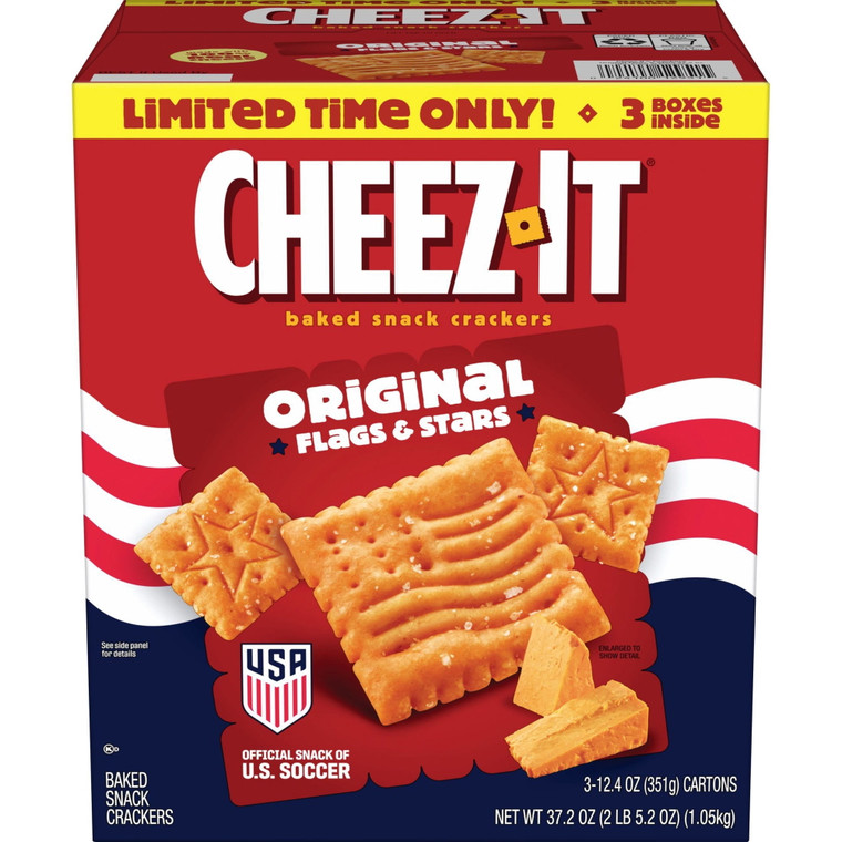 Cheez-It Flags & Stars Original Baked Snack Crackers, 12.4 OZ, 3 Packs