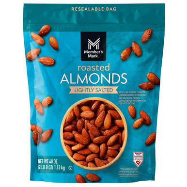 Member's Mark Lightly Salted Roasted Almonds, 40 OZ