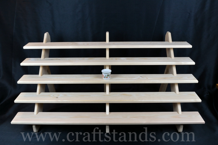 5 Tier 100 cm (39.5") Wide Portable Stepped Craft Trade Fair Table Top Wooden Collapsible Riser Display Stand