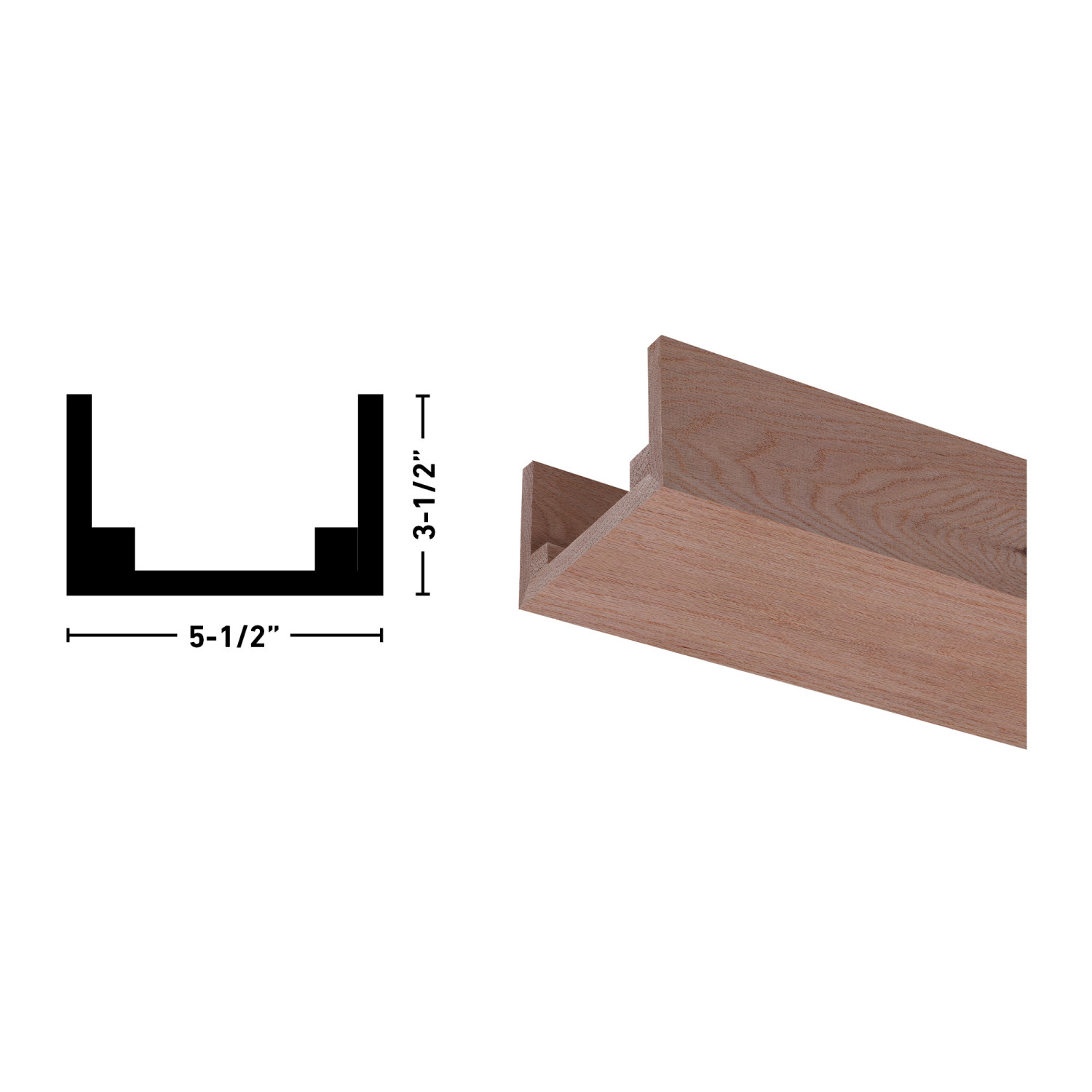 5X3 Unfinished Natural Red Oak Beam 92