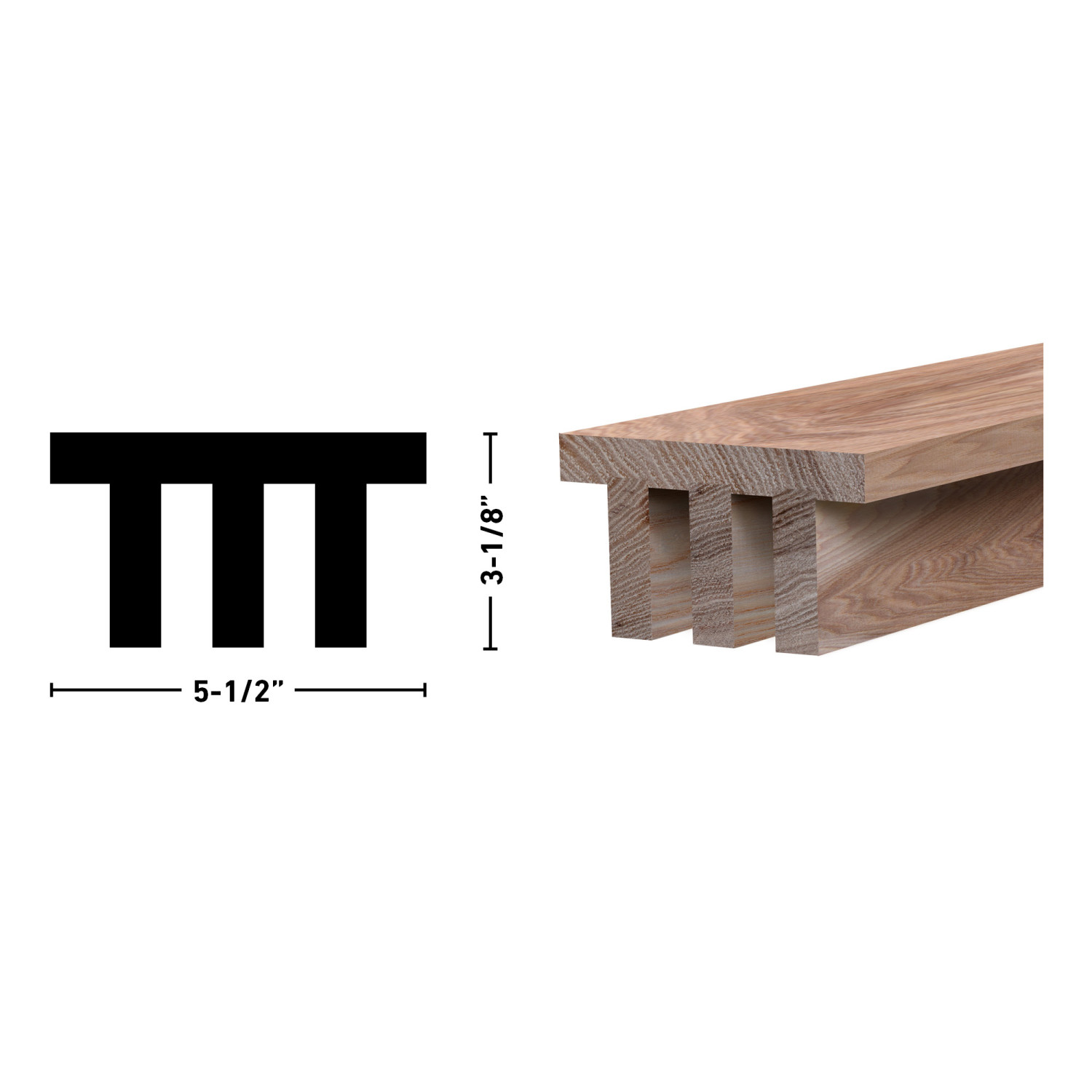 5X3 Unfinished Natural Hickory Slat Beam 92