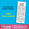 3 on Vertical U-Pik-Em Lucky 7 Bingo 2 Free Spaces (500 Count Case)