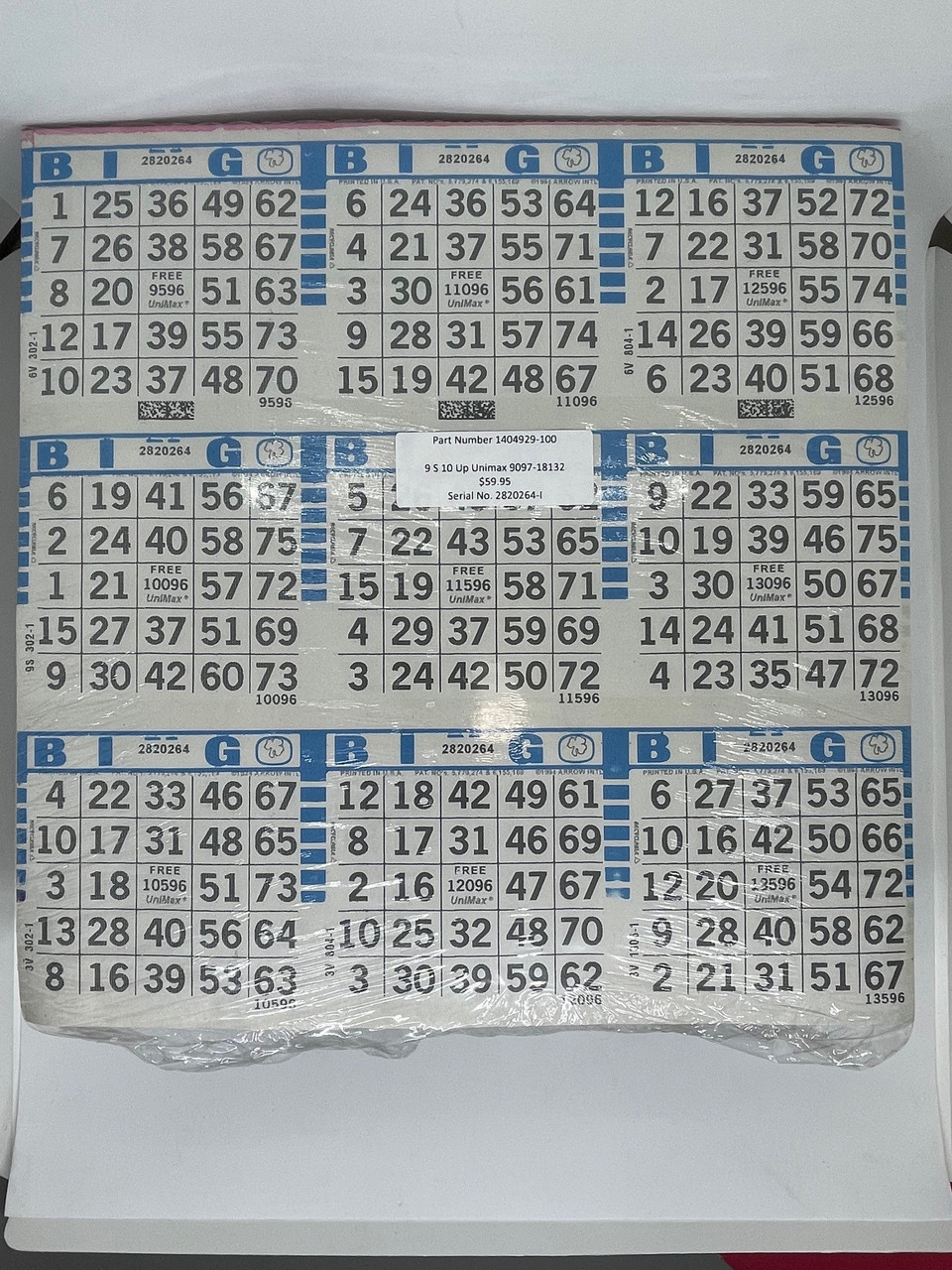 9 S 10 up Unimax Collated Bingo Paper Stripes (100 Books) Bingo