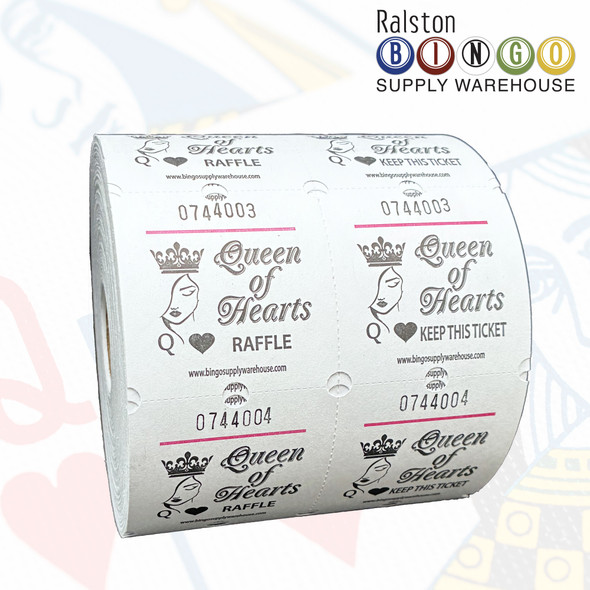 Queen of Hearts Double Raffle Ticket Marquee White