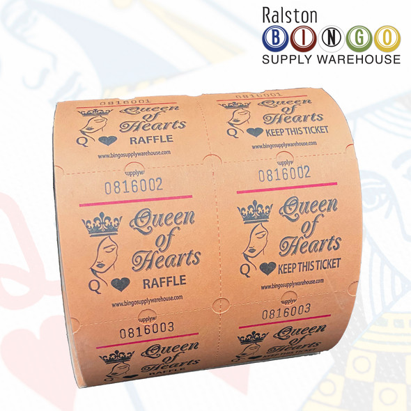 Queen of Hearts Double Raffle Ticket Marquee Orange