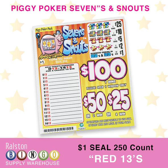 1$ Seven's & Snouts Seal Card Game (Piggy Poker Variety Pack)