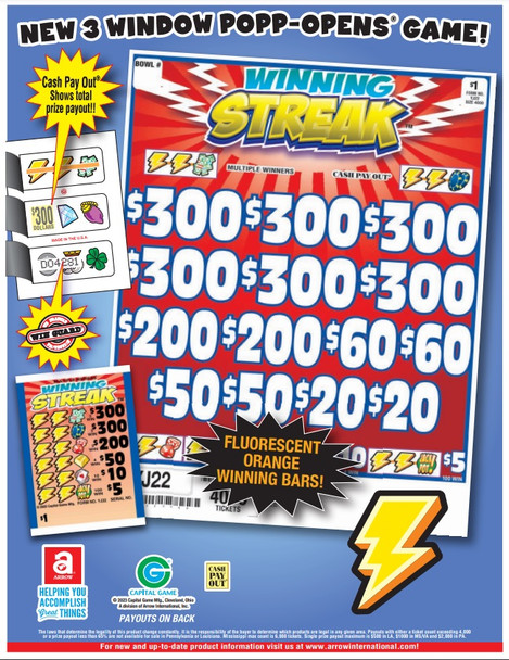 Arrow Winning Streak Pull Tab Bingosupplywarehouse.com popp-opens