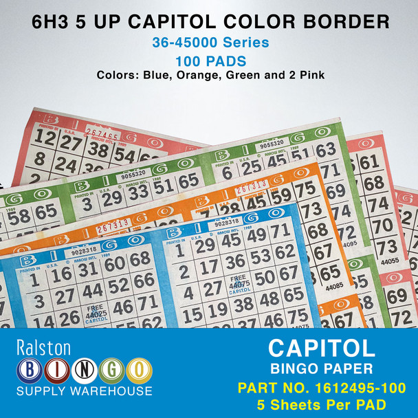 6H3 5 UP CAPITOL COLOR BORDER (5 Sheets Per PAD/100 PADS)