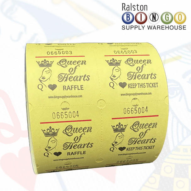 Queen of Hearts Double Raffle Ticket Marquee Yellow