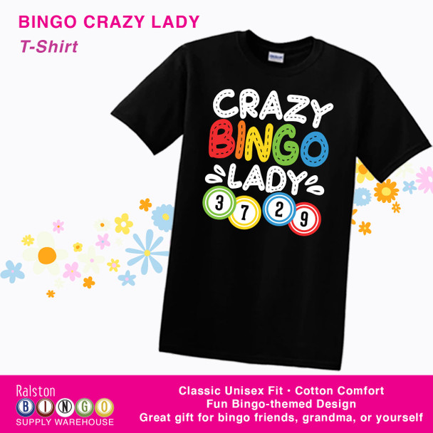 Bingo T-Shirt – Crazy Bingo Lady Black