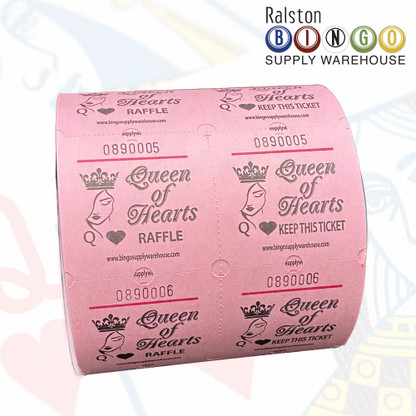 Queen of Hearts Double Raffle Ticket Marquee Pink - Bingo Supply Warehouse