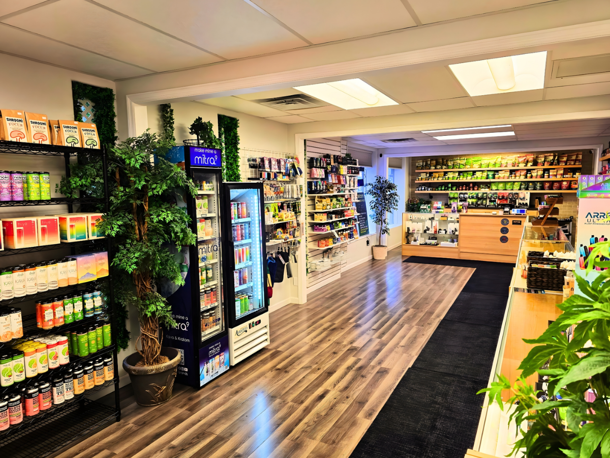 Kratom and kava products inside Perham Minnesota wellness store
