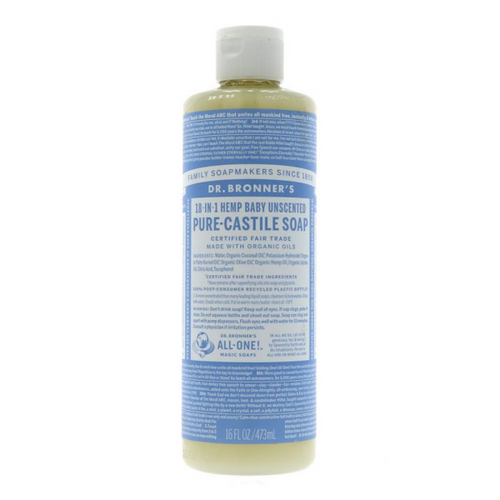 Dr Bronner's Hemp Baby Unscented Liquid Soap 473ml beautifully organic