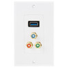 USB 3.0 Female Plug + 3 RCA Female Plugs Wall Plate Panel