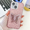 Plating Glitter Texture Butterfly Holder TPU Phone Case with Lens Film