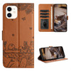 Cat Embossing Pattern Leather Phone Case with Lanyard