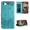 Cat Embossing Pattern Leather Phone Case with Lanyard