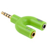 3.5mm Stereo Male to 3.5mm Headphone & Mic Female Splitter Adapter(Green)