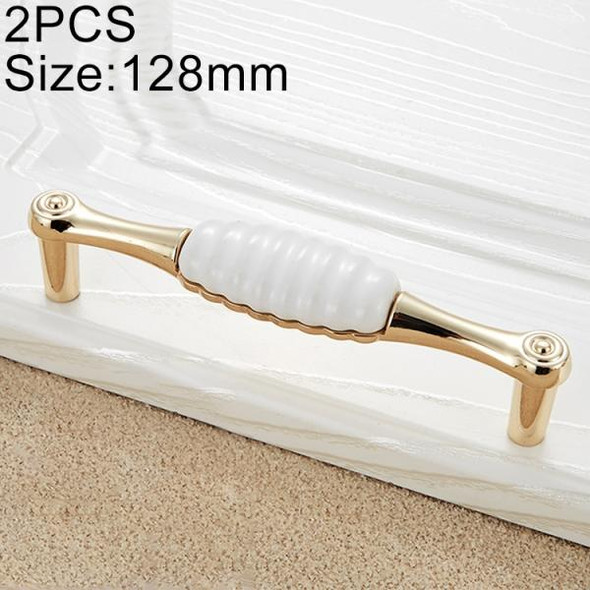 2 PCS 5002-128 Gold Imitated Zinc Alloy Ceramic Handle for Cabinet Wardrobe Drawer Door, Hole Spacing: 128mm