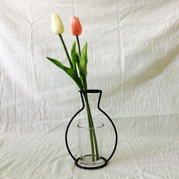 Black Iron Flower Vase Frame Plant Holder, Decorating Indoor Cafe Home, Size: 11.5cm x 16cm