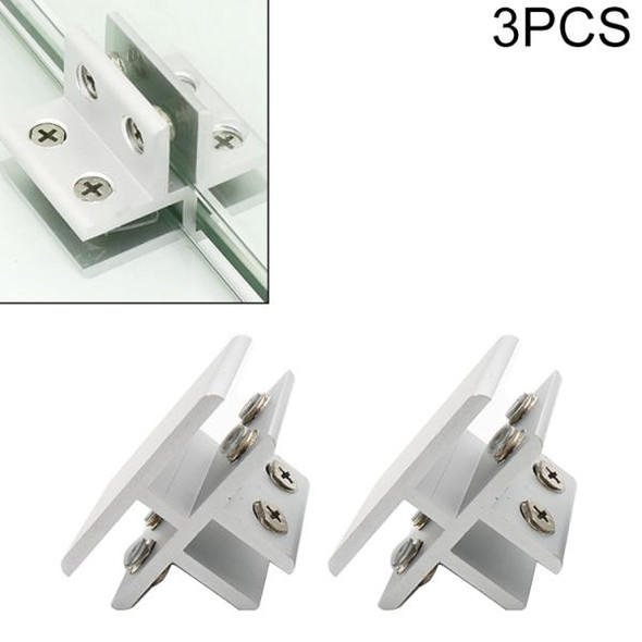3 PCS Aluminum Alloy Glass Combination Clamp Cabinet Partition Fixing Clip, T-type Cliped 10-12mm