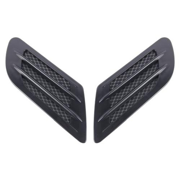 2 PCS Euro Style Plastic Decorative Air Flow Intake Turbo Bonnet Hood Side Vent Grille Cover With Self-adhesive Sticker