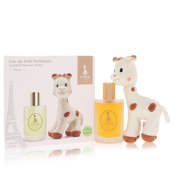 Sophie La Girafe Eau de Soin Parfumee by Sophie La Girafe Gift Set -- 3.4 oz Scented Skincare Water (Alcohol-Free) + 1 Sophie La Girafe Soft Toy for Women