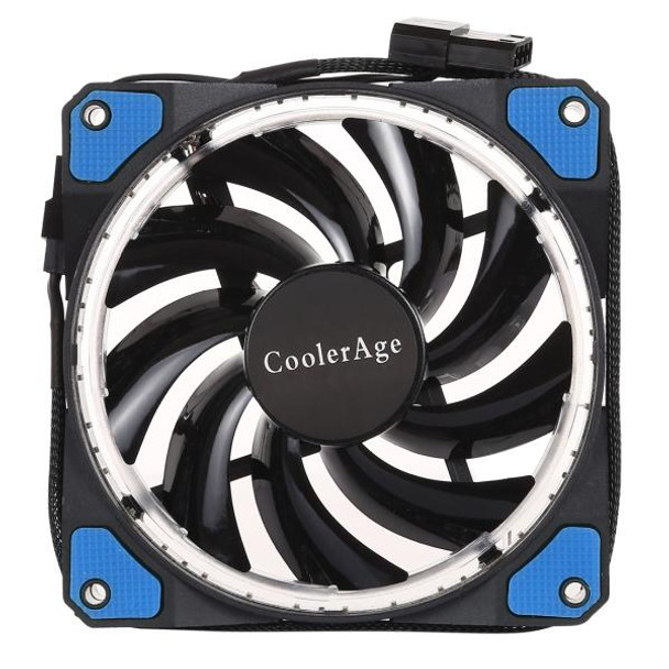 Color LED 12cm 3pin Computer Components Chassis Fan Computer Host Cooling Fan Silent Fan Cooling, with Power Connection Cable & Blue Light(Blue)