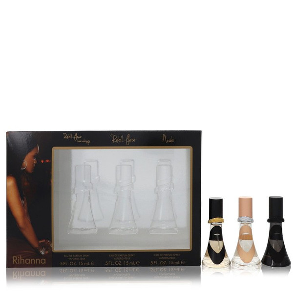 Reb'l Fleur by Rihanna Gift Set --- Rihanna mini set includes Reb'l Fleur, Reb'l Fleur Love Always, Nude all in 0.5 oz travel sprays for Women