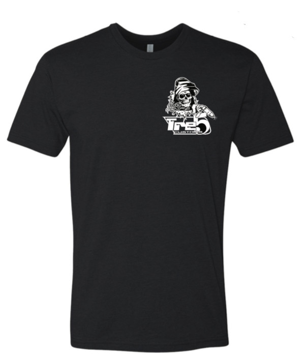 Skull design on black shirt