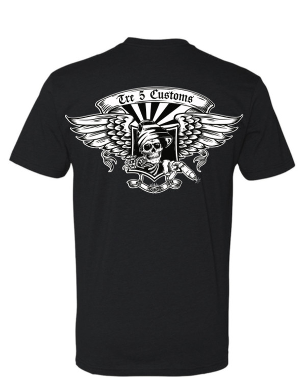 Skull design on black shirt