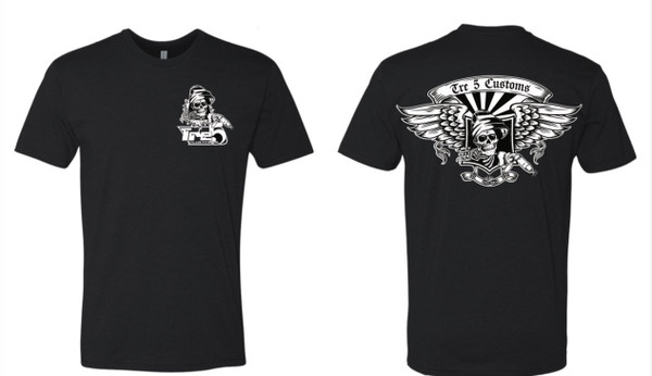 Skull design on black shirt