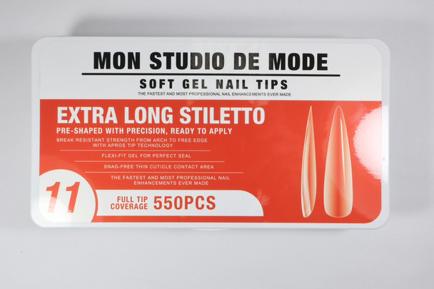 Mon Studio de Mode Gel X tip box - Extra Long Stiletto (11)  550pcs
