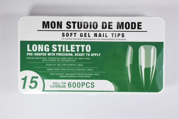 Mon Studio de Mode Gel X tip box - Long Stiletto (15)  600pcs
