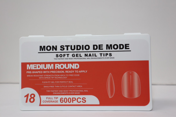 Mon Studio de Mode Gel X tip box - Medium Round (18) 600pcs
