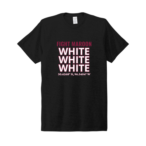 Fight Maroon WHITE WHITE WHITE Texas A & M Stadium Coordinates Tee - black
