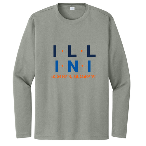 ILLINI Stadium Coordinates long sleeve moisture wicking tee - concrete