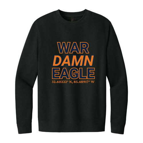 WAR DAMN EAGLE - Auburn University stadium coordinates sweatshirt - black