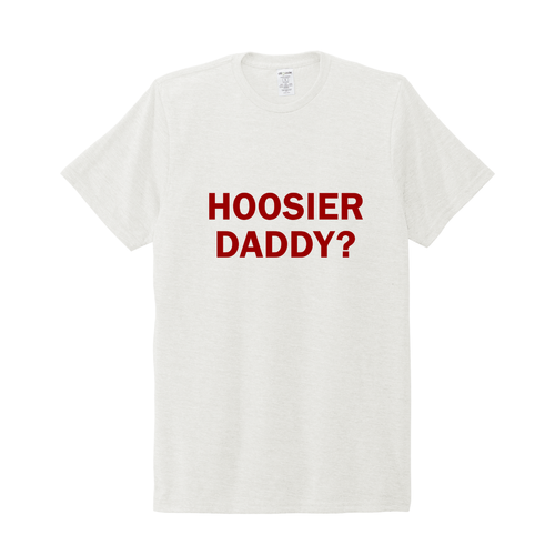 Hoosier Daddy t shirt - off white shirt with crimson lettering