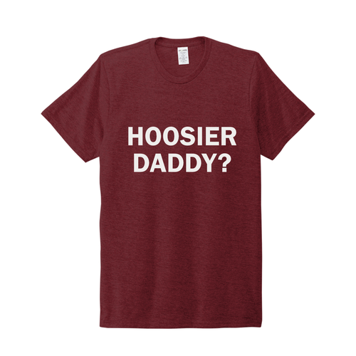 Hoosier Daddy t shirt - crimson shirt with white lettering