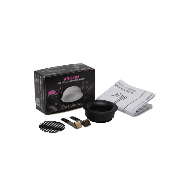 The Collection Mini Arillo Curvo Profundo Mini Gu10 Con Clips De Fijación Y Louvre Negro Para Lámpara Mini GU10 FL-94MGU10 AR-9402.N