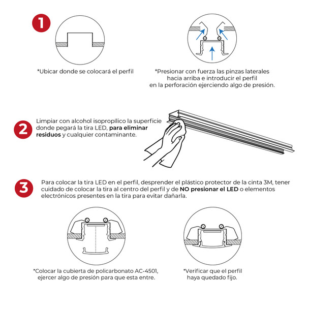 The Collection TL-4501.EMBNKIT2M  Kit De Perfil Ariane De Empotrar Para Tira Led Acabado Blanco Cubierta Negra 2M