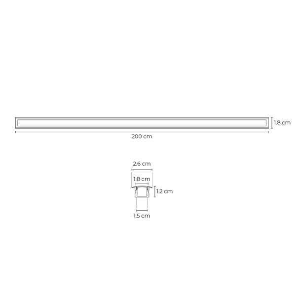 The Collection TL-4501.EMNDKIT2M Kit De Perfil Ariane De Empotrar Para Tira Led Acabado Negro Cubierta Difusa 2M