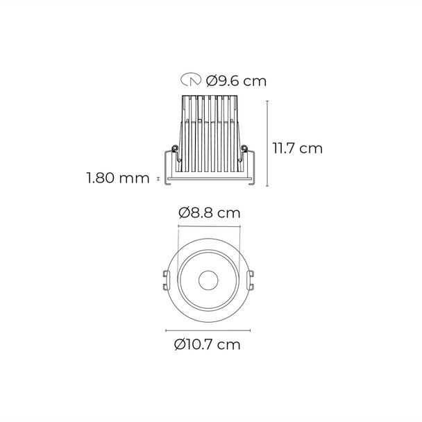 The Collection Lámpara DARKLIGHT para Empotrar en Techo 20 W 100 – 277 V~ Temperaturas 2 700 K, 3 000 K, 4 000 K Ángulo de Apertura 24°, 40°, 60° IRC 90 UGR 19 TL-3021