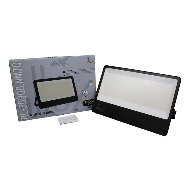 Illux Reflector LED Tritone de Sobreponer Negro 300 W 100-277 V~ Ajustable 3 000 K - 4 000 K - 6 500 K 33 000 -  36 000 Lm RL-36300.NMTC