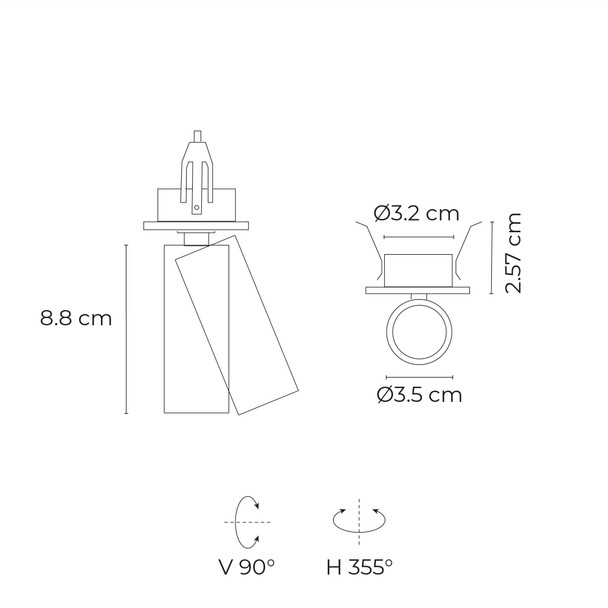 The Collection Kit de 1 Luminaria Mini GU10 de Empotrar en Techo Blanco 5 W Max. 110-130 V~ para Elite Mini Gu10 Fl-94mgu10 con Louvre Y 1 Lampara Mini GU10 LED GU10 4.9 W 110-130 V~ 36° Irc 97 R9 Atenuable Triac TL-9402.EM