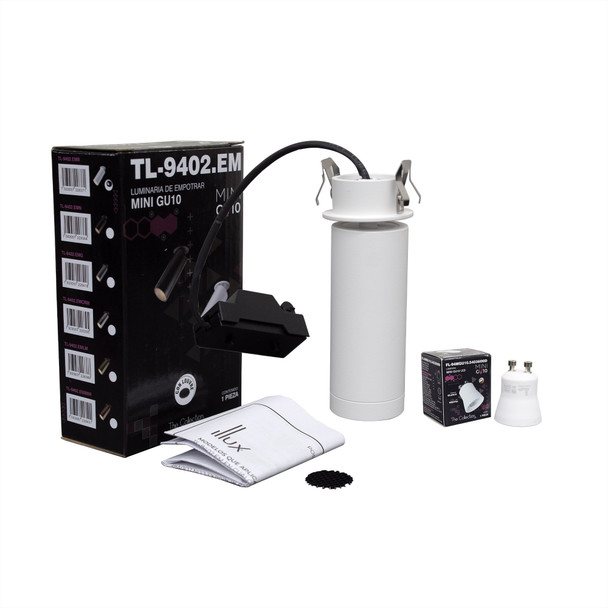 The Collection Kit de 1 Luminaria Mini GU10 de Empotrar en Techo Blanco 5 W Max. 110-130 V~ para Elite Mini Gu10 Fl-94mgu10 con Louvre Y 1 Lampara Mini GU10 LED GU10 4.9 W 110-130 V~ 36° Irc 97 R9 Atenuable Triac TL-9402.EM