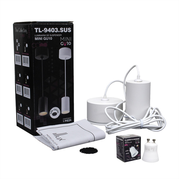 The Collection Kit de 1 Luminaria Mini GU10 para Suspender en Techo 5 W Max. 110-130 V~ para Elite Mini GU10 FL-94MGU10 con Louvre y 1 Lámpara Mini GU10 LED GU10 4.9 W 110-130 V~ 2 700 K 36° IRC 97 R9 Atenuable Triac TL-9403.SUS