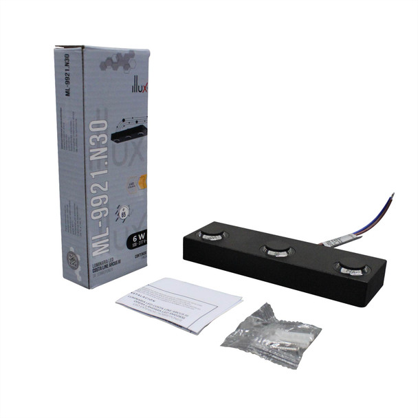 Illux Lámpara LED Costa Line Arcus III De Sobreponer En Muro Negro 6 W 100-277 V ~ 3 000 K ML-9921.N30