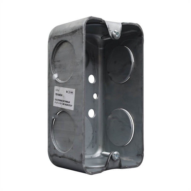 Con-X Paquete 50 Cajas Eléctricas de Conexión Rectangulares 4x2 con Salida de 3/4 para Interruptor, Contacto y Receptáculo 700-04E34x50